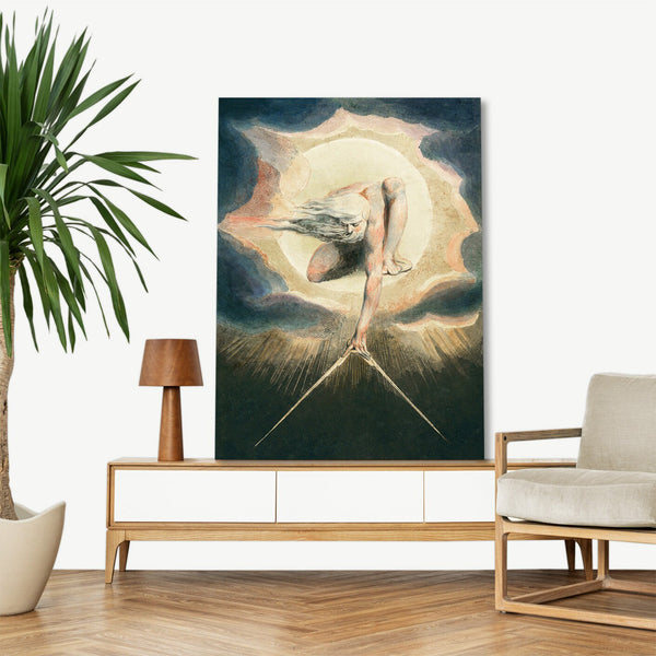 Quadro Stampa su Tela con Telaio in Legno William Blake - Ancient of Days Setting a Compass to the Earth