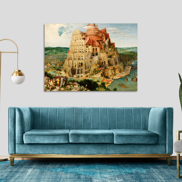 Quadro Stampa su Tela con Telaio in Legno Pieter Bruegel the Elder - The Tower of Babel