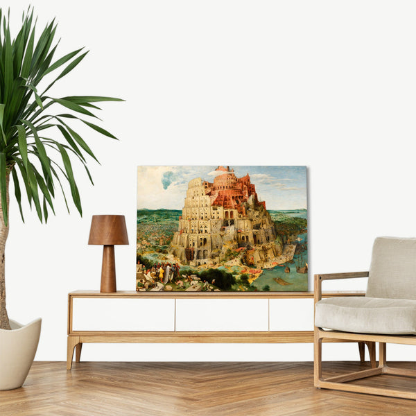 Quadro Stampa su Tela con Telaio in Legno Pieter Bruegel the Elder - The Tower of Babel