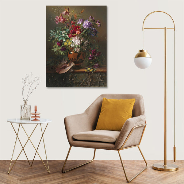 Quadro Stampa su Tela con Telaio in Legno Johannes van Os - Flowers in a Greek Vase
