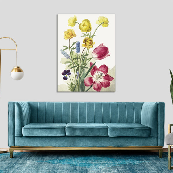 Quadro Stampa su Tela con Telaio in Legno Willem van Leen - Boeket van tulpen