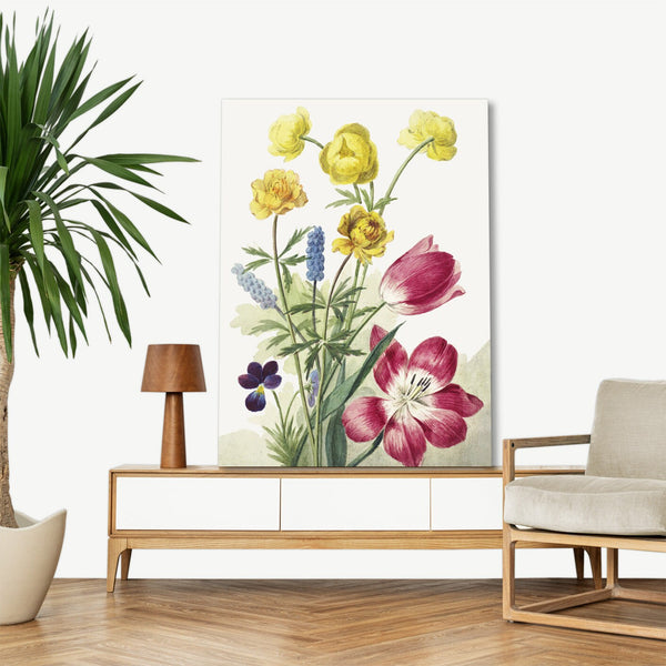Quadro Stampa su Tela con Telaio in Legno Willem van Leen - Boeket van tulpen