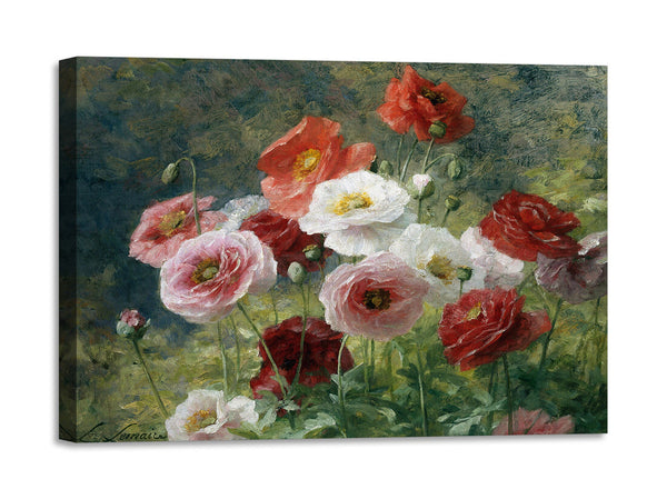 Quadro Stampa su Tela con Telaio in Legno Louis Marie Lemaire - Poppies