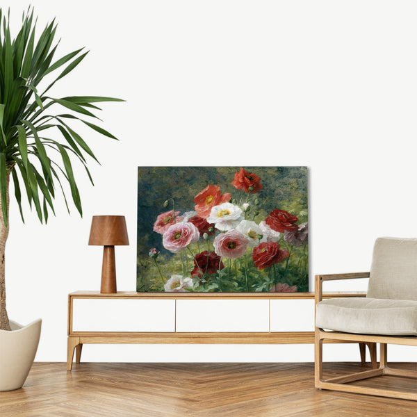Quadro Stampa su Tela con Telaio in Legno Louis Marie Lemaire - Poppies