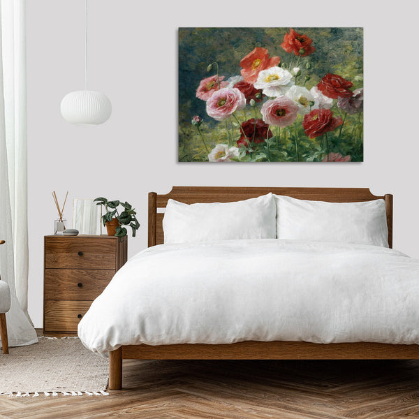 Quadro Stampa su Tela con Telaio in Legno Louis Marie Lemaire - Poppies