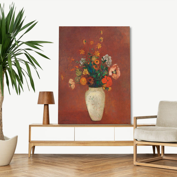 Quadro Stampa su Tela con Telaio in Legno Odilon Redon - Bouquet in a Chinese Vase