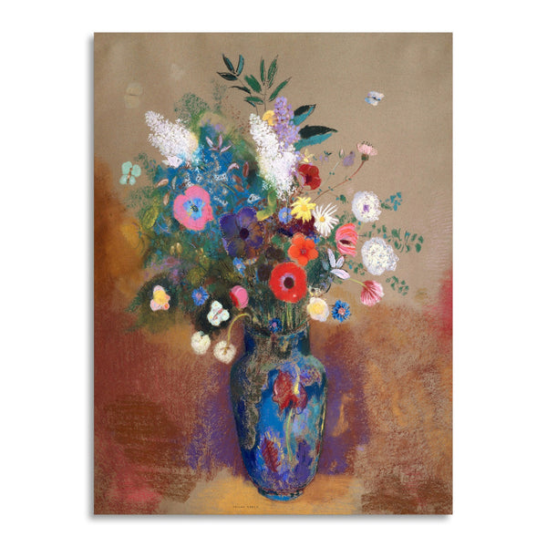 Quadro Stampa su Tela con Telaio in Legno Odilon Redon - Bouquet of Flowers