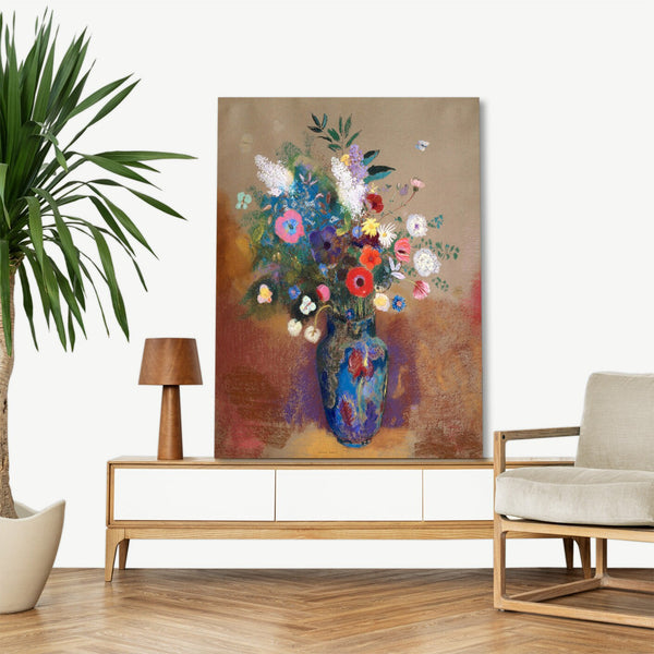 Quadro Stampa su Tela con Telaio in Legno Odilon Redon - Bouquet of Flowers