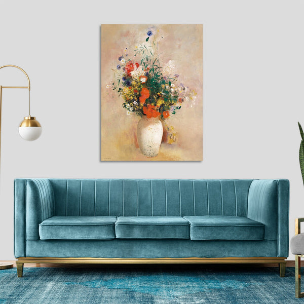 Quadro Stampa su Tela con Telaio in Legno Odilon Redon - Vase of Flowers