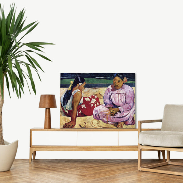 Quadro Stampa su Tela con Telaio in Legno Paul Gauguin - Tahitian Women on the Beach