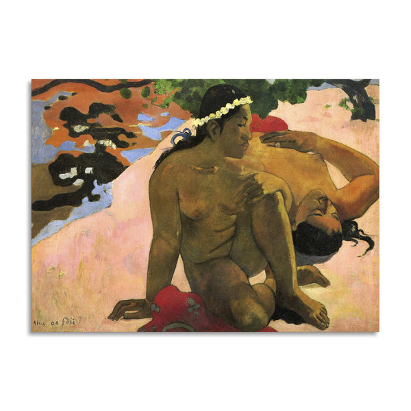 Quadro Stampa su Tela con Telaio in Legno Paul Gauguin - What! Are You Jealous?