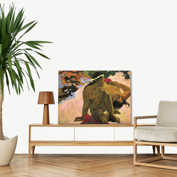 Quadro Stampa su Tela con Telaio in Legno Paul Gauguin - What! Are You Jealous?