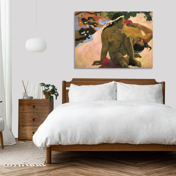 Quadro Stampa su Tela con Telaio in Legno Paul Gauguin - What! Are You Jealous?