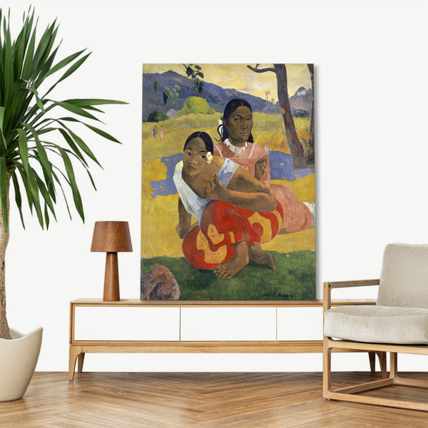 Quadro Stampa su Tela con Telaio in Legno Paul Gauguin - When Will You Marry?