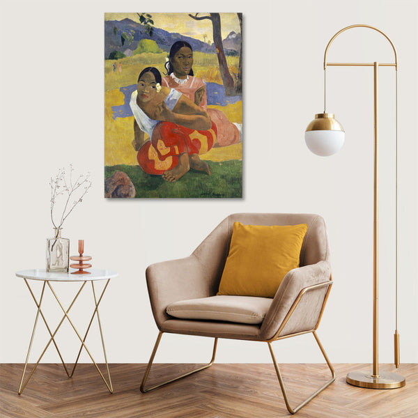 Quadro Stampa su Tela con Telaio in Legno Paul Gauguin - When Will You Marry?