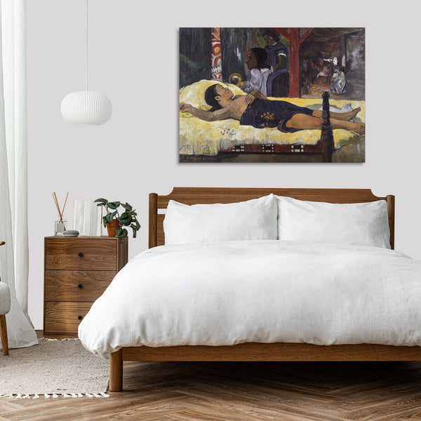 Quadro Stampa su Tela con Telaio in Legno Paul Gauguin - The Birth of Christ