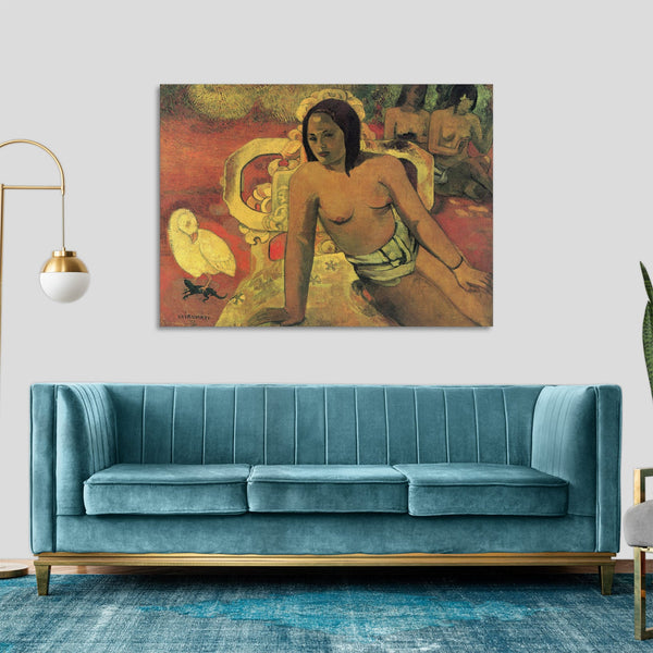 Quadro Stampa su Tela con Telaio in Legno Paul Gauguin - Vairumati
