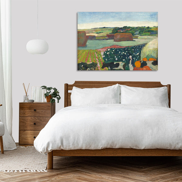 Quadro Stampa su Tela con Telaio in Legno Paul Gauguin - Haystacks in Brittany