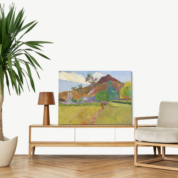 Quadro Stampa su Tela con Telaio in Legno Paul Gauguin - Tahitian Landscape