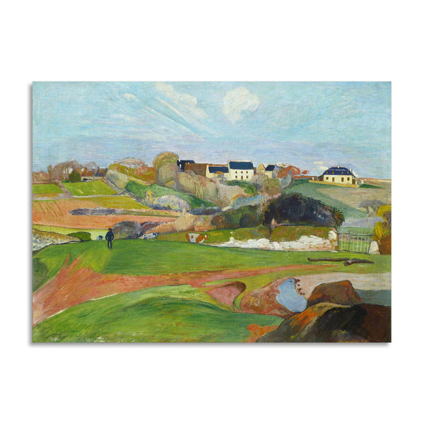 Quadro Stampa su Tela con Telaio in Legno Paul Gauguin - Landscape at Le Pouldu