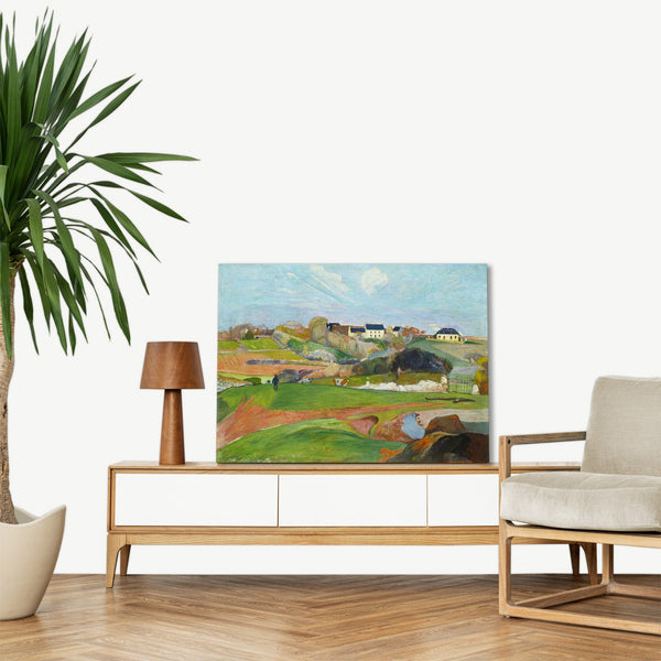 Quadro Stampa su Tela con Telaio in Legno Paul Gauguin - Landscape at Le Pouldu