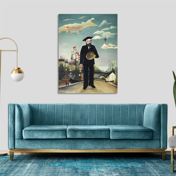 Quadro Stampa su Tela con Telaio in Legno Henri Rousseau - Portrait – Landscape