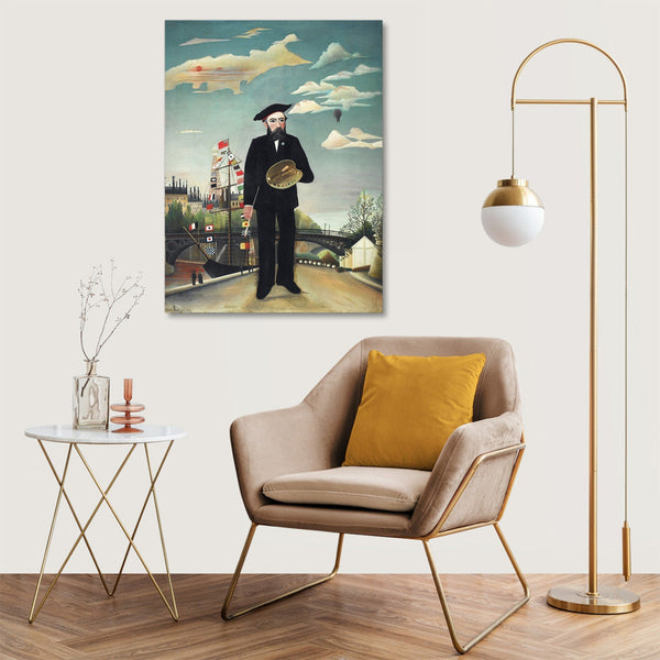 Quadro Stampa su Tela con Telaio in Legno Henri Rousseau - Portrait – Landscape