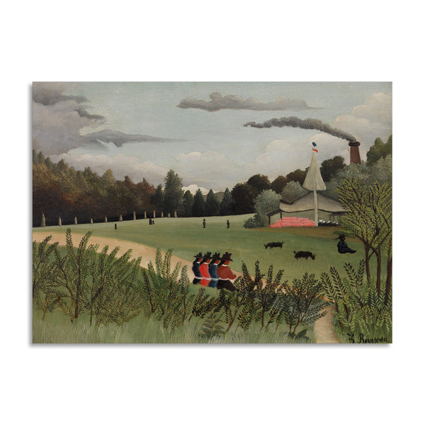 Quadro Stampa su Tela con Telaio in Legno Henri Rousseau - Landscape and Four Young Girls