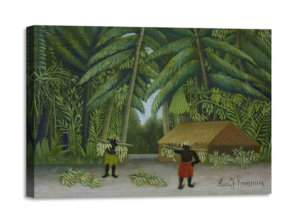 Quadro Stampa su Tela con Telaio in Legno Henri Rousseau - Banana Harvest