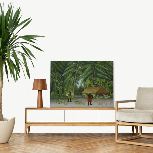 Quadro Stampa su Tela con Telaio in Legno Henri Rousseau - Banana Harvest