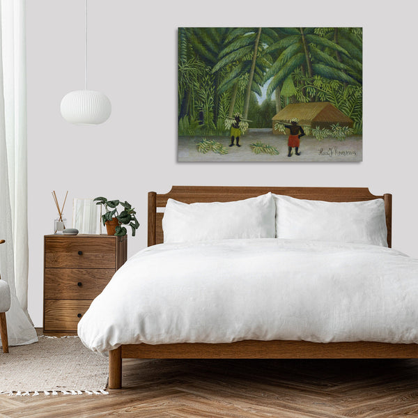 Quadro Stampa su Tela con Telaio in Legno Henri Rousseau - Banana Harvest