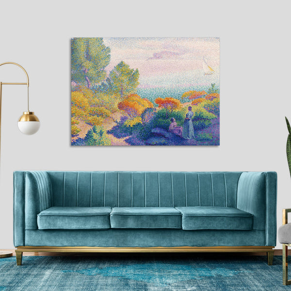 Quadro Stampa su Tela con Telaio in Legno Henri-Edmond Cross - Two Women