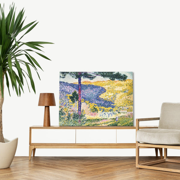 Quadro Stampa su Tela con Telaio in Legno Henri-Edmond Cross - Valley with Fir