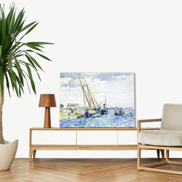 Quadro Stampa su Tela con Telaio in Legno Henri-Edmond Cross - Marine Scene