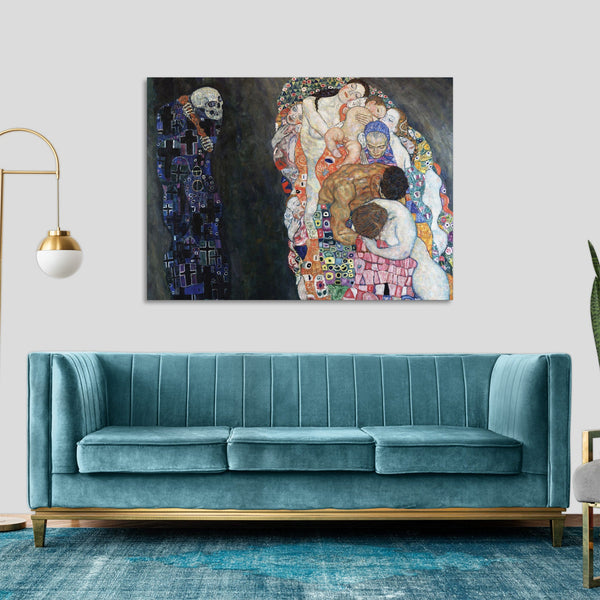 Quadro Stampa su Tela con Telaio in Legno Gustav Klimt - Death and Life