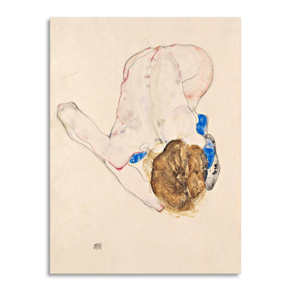 Quadro Stampa su Tela con Telaio in Legno Egon Schiele - Nude with Blue Stockings