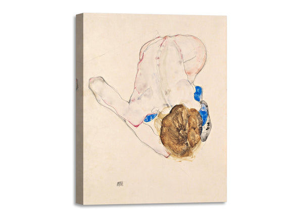 Quadro Stampa su Tela con Telaio in Legno Egon Schiele - Nude with Blue Stockings