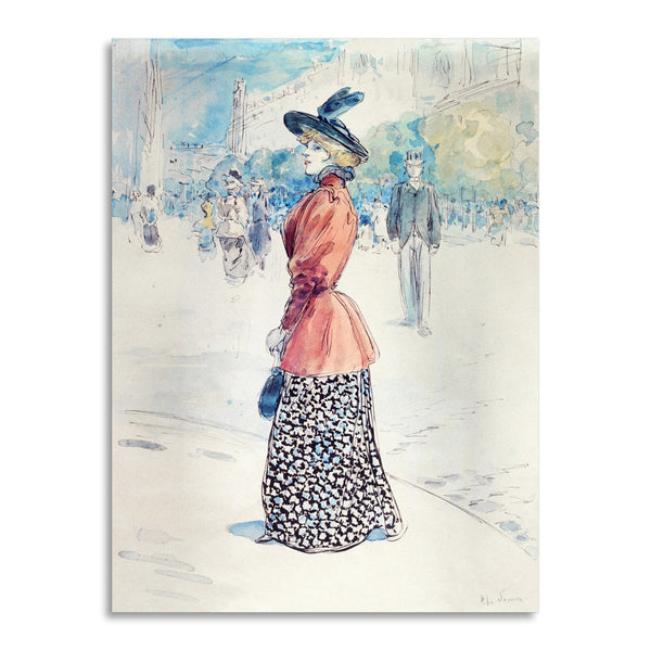 Quadro Stampa su Tela con Telaio in Legno Henry Somm - Elegant on a boulevard