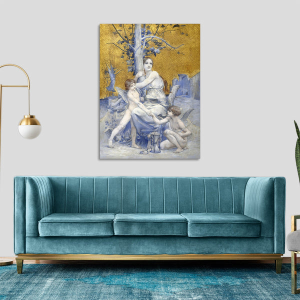 Quadro Stampa su Tela con Telaio in Legno Luc Olivier Merson - Allegory of Time