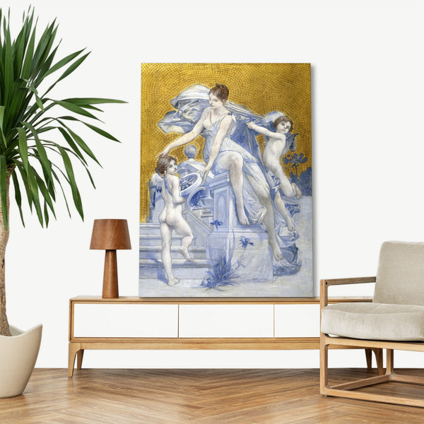 Quadro Stampa su Tela con Telaio in Legno Luc Olivier Merson - Allegory of Fortune