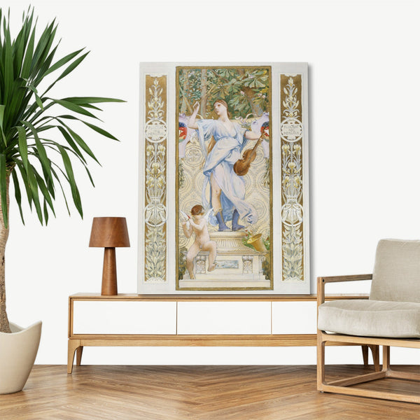 Quadro Stampa su Tela con Telaio in Legno Luc Olivier Merson - La Musique