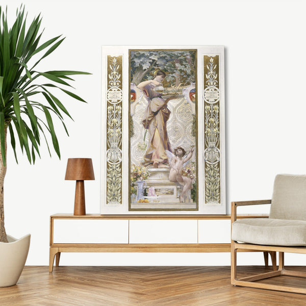 Quadro Stampa su Tela con Telaio in Legno Luc Olivier Merson - Les Refreshissements