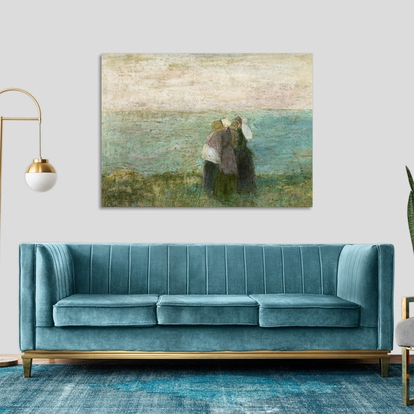 Quadro Stampa su Tela con Telaio in Legno Jan Toorop - Women by the Sea