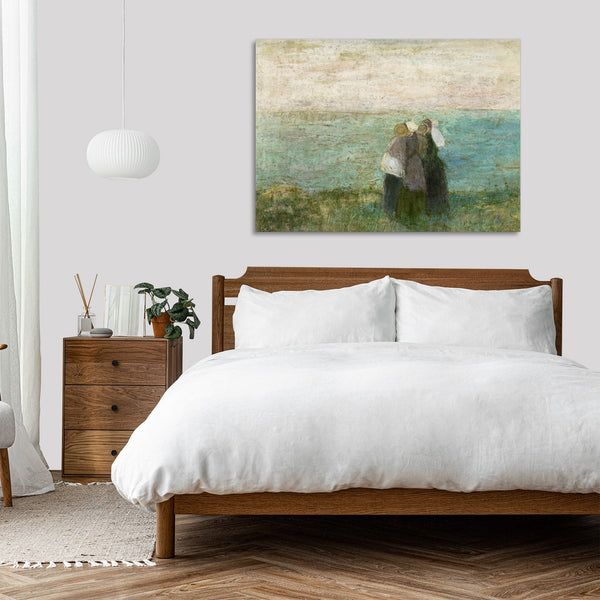 Quadro Stampa su Tela con Telaio in Legno Jan Toorop - Women by the Sea