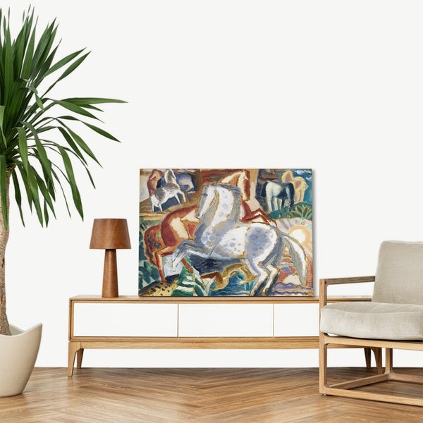 Quadro Stampa su Tela con Telaio in Legno Leo Gestel - Horses in landscape