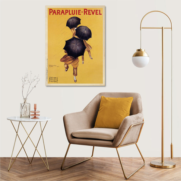 Quadro Stampa su Tela con Telaio in Legno  Leonetto Cappiello - Parapluie-Reve