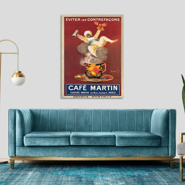 Quadro Stampa su Tela con Telaio in Legno Leonetto Cappiello - Cafe Martin