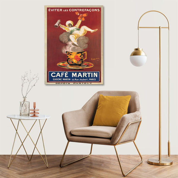 Quadro Stampa su Tela con Telaio in Legno Leonetto Cappiello - Cafe Martin