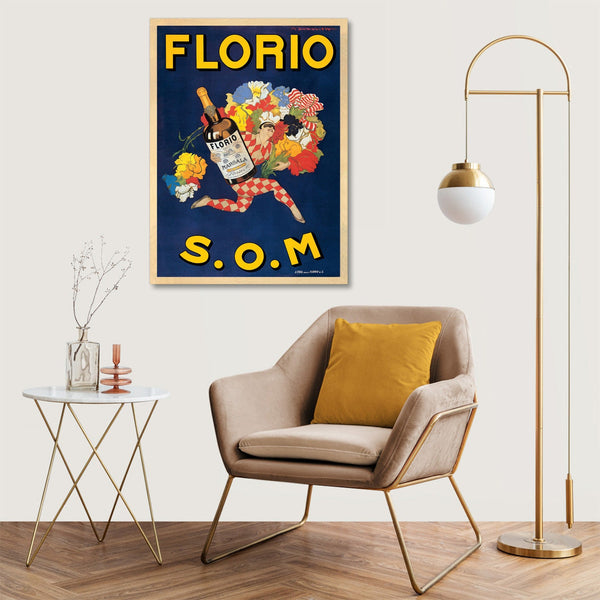 Quadro Stampa su Tela con Telaio in Legno Marcello Dudovich - Florio