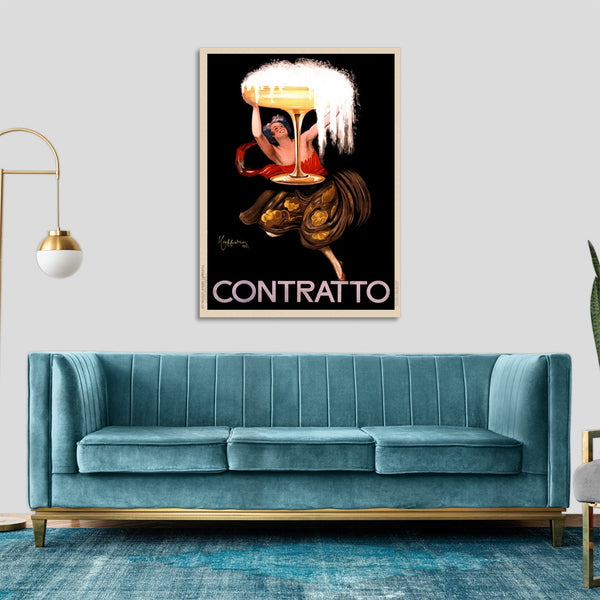 Quadro Stampa su Tela con Telaio in Legno Leonetto Cappiello - Contratto